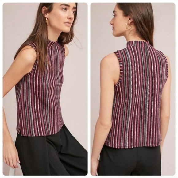 Anthropologie Tops - Anthropologie Postmark Suzy Stripe Mock Neck Tank